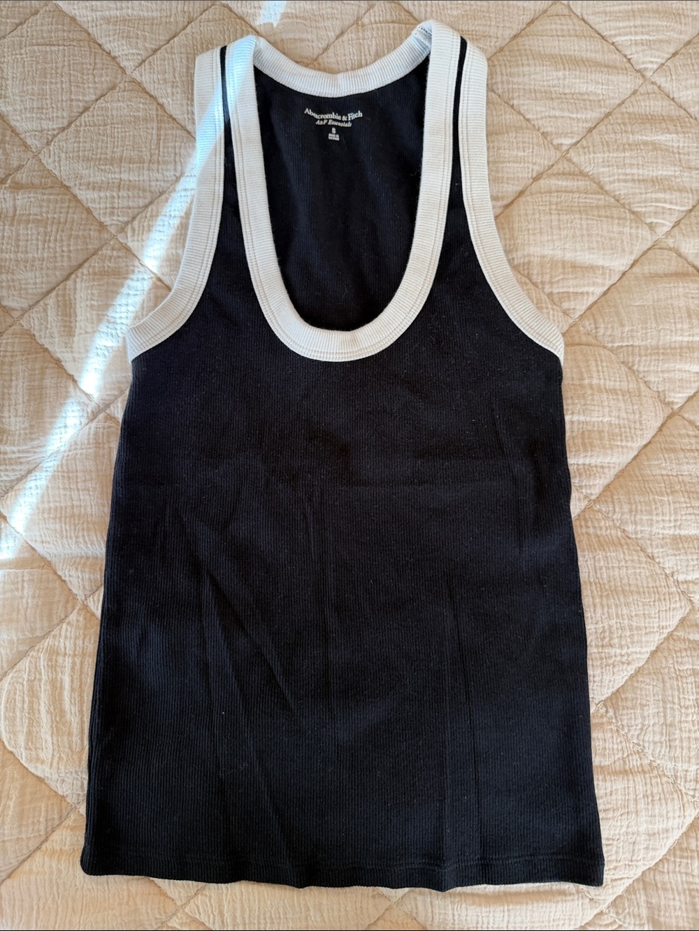 Abercrombie & Fitch Black Tank Sweater with White Trim